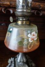 prachtige super grote antieke olielamp met rozen, Antiek en Kunst, Ophalen