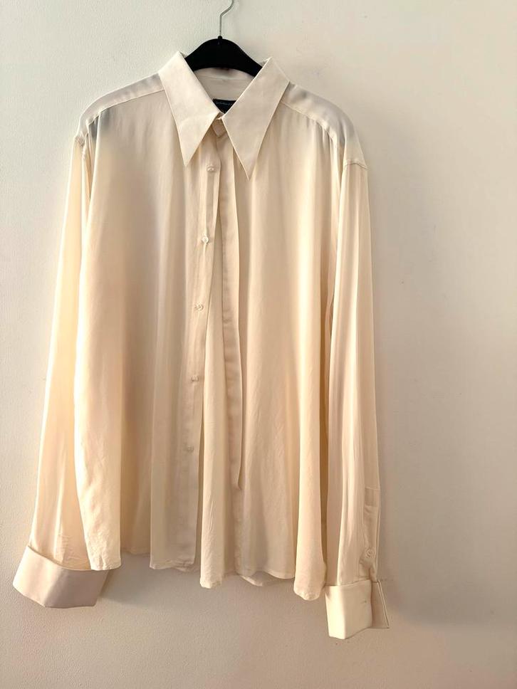 ARCHETIPO roomwit zijden silk overhemd mt medium BCBC, Kleding | Heren, Overhemden, Zo goed als nieuw, Halswijdte 39/40 (M), Wit