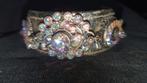 Otazu Vintage Armband met Strass, Ophalen, Gebruikt, Leer, Zilver