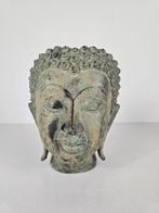 Groot hoofd Boeddha, brons, Thailand, midden 20e eeuw, Antiek en Kunst, Ophalen of Verzenden