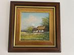 Olieverfschilderij van boerderij (realistisch en gesigneerd), Antiek en Kunst, Kunst | Schilderijen | Klassiek, Ophalen of Verzenden
