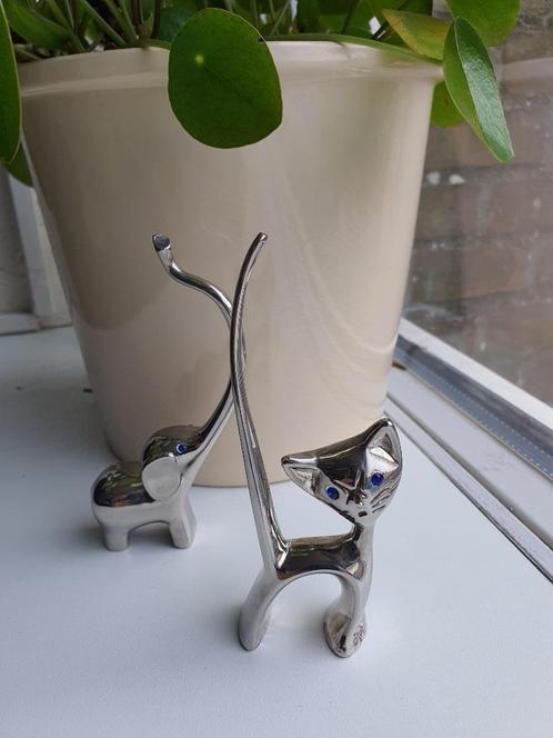 2 Stuks Silverplated Olifant en Kat Ringenhouder Jaren 70, Antiek en Kunst, Antiek | Glas en Kristal, Ophalen of Verzenden