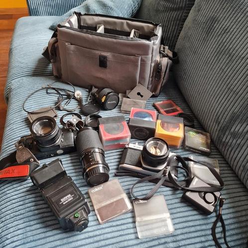 Ricoh en Pentax camera met toebehoren, Audio, Tv en Foto, Fotocamera's Analoog, Gebruikt, Spiegelreflex, Pentax, Ophalen of Verzenden