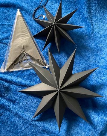Set 3 retro papieren kerststerren zwart 30,45,60cm Nieuw beschikbaar voor biedingen