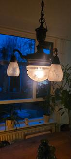 Antieke Hanglamp met Glazen Kappen, Antiek en Kunst, Ophalen of Verzenden