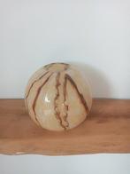Vintage marmerbol lamp geel crème bruin oranje waxinehouder, Antiek en Kunst, Ophalen of Verzenden