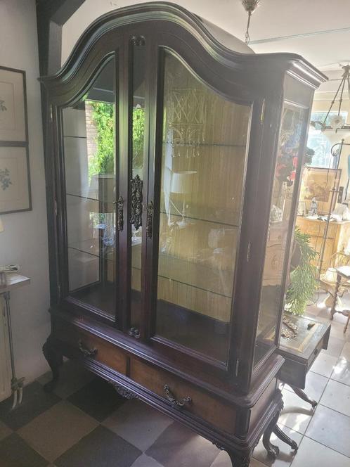vintage vitrinekast 2-delig, Huis en Inrichting, Kasten | Vitrinekasten, Zo goed als nieuw, 150 tot 200 cm, 100 tot 150 cm, 25 tot 50 cm