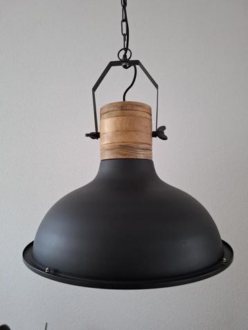 Industriële hanglamp Kyony metaal/hout grafietgrijs 2 stuks beschikbaar voor biedingen