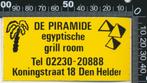Sticker: Egyptische Grill Room De Piramide - Den Helder (1), Verzamelen, Stickers, Ophalen of Verzenden