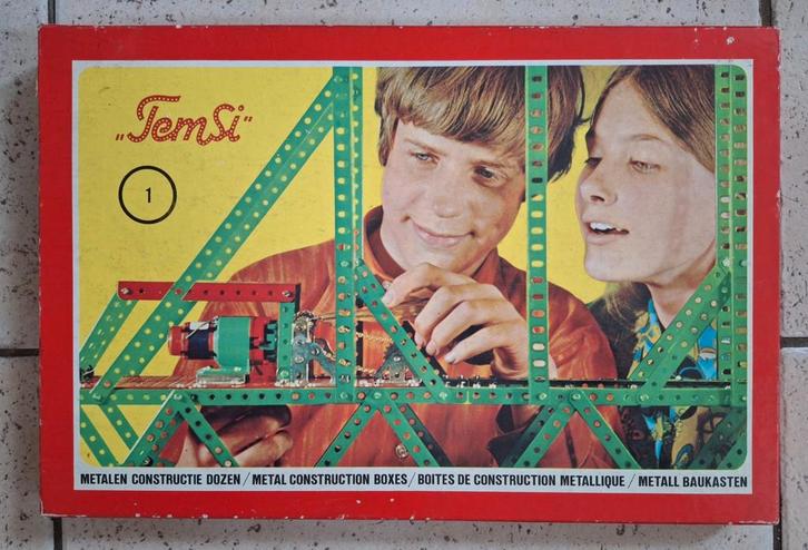 Vintage Temsi Metalen Constructie Doos, soort Meccano, Antiek en Kunst, Antiek | Speelgoed, Ophalen of Verzenden
