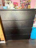 Malm kast IKEA zwart, Ophalen, 50 tot 100 cm, Zo goed als nieuw, 3 of 4 laden