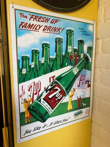 7Up reclamebord in blik, SevenUp blikken reclame bord 7-Up beschikbaar voor biedingen