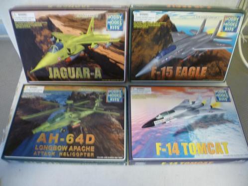 Hobby Model Kits F15 Eagle,  AH 64D,  F 14 Tomcat, Jaguar A, Hobby en Vrije tijd, Modelbouw | Vliegtuigen en Helikopters, Nieuw