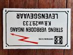 Emaille bord intercom streng verboden ingang levensgevaar, Ophalen, Gebruikt, Reclamebord