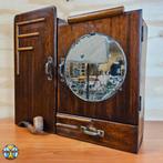 Antieke Art Deco houten wandkastje / medicijn kastje (lade), Huis en Inrichting, Badkamer | Badkamermeubels, Minder dan 50 cm