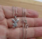 zilveren ketting met playboy bunny hanger [642], Met hanger, Verzenden, Zo goed als nieuw, Zilver
