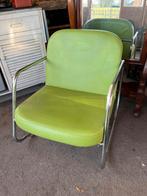 Vintage groene schommelstoel. Buisframe fauteuil., Ophalen, Zo goed als nieuw