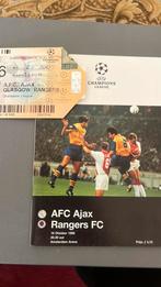 Programmaboekje en ticket AJAX-GLASGOW RANGERS 16-10-1996, Ophalen of Verzenden, Ajax, Overige typen