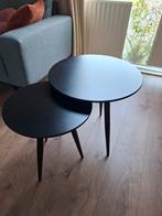 Twee zwarte tafeltjes 50cm + 40cm, Ophalen, Gebruikt