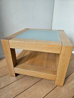 Massief blank eiken salontafel t.e.a.b., Ophalen, Glas, Gebruikt, 50 tot 100 cm