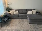 Nette velvet grijze bank met lounge rechts, Huis en Inrichting, Ophalen, Gebruikt