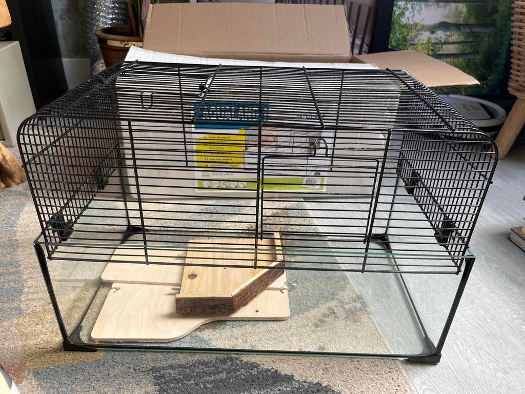 Kooi dwerghamster incl. accessoires, Dieren en Toebehoren, Kooi, Minder dan 75 cm, Zo goed als nieuw, Muis