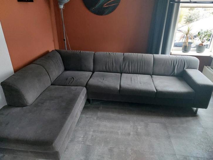 Te koop grijze hoekbank, Huis en Inrichting, Banken | Complete zithoeken, Gebruikt, Stof, Ophalen
