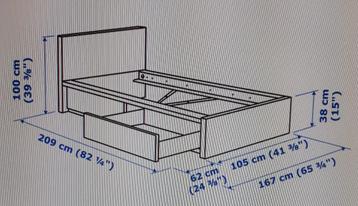 Ikea Malm eenpersoons bed met laden - in nieuwstaat - afbeelding 3