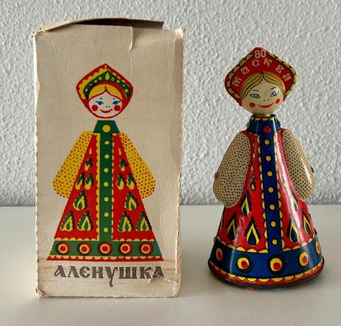 Vintage Russische blikken opwindpop in originele doos, Antiek en Kunst, Antiek | Speelgoed, Ophalen of Verzenden