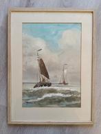 1930 - Botters op zee - Zeegezicht - Gesigneerd, Antiek en Kunst, Ophalen of Verzenden