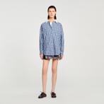 Geruite blouse met strass sandro 3/L, Maat 38/40 (M), Blauw, Sandro, Ophalen of Verzenden