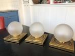 3 vintage plafondlampen van N Leuchten, Gebruikt, Vintage, Ophalen of Verzenden, Glas