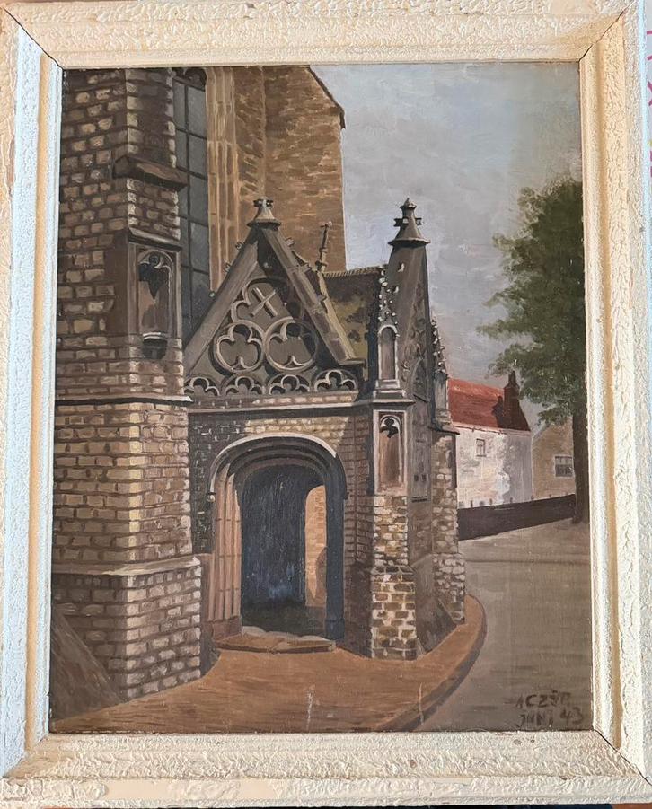 Alkmaar - Grote Kerk, Antiek en Kunst, Kunst | Schilderijen | Klassiek, Ophalen of Verzenden