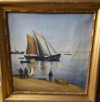 Schepen in de haven, Antiek en Kunst, Kunst | Schilderijen | Klassiek, Ophalen