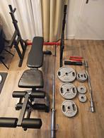 Olympische gewichten 120kg, Squatrek, bench, halterstang, Ophalen, Zo goed als nieuw, Fitnessbank