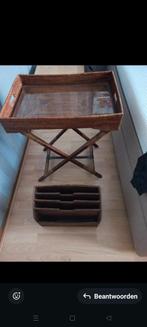 Rotan tafeltje met lectuurmand - nette staat, Ophalen, Overige materialen, Rechthoekig, Landelijk