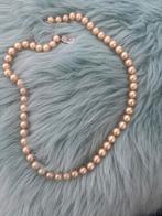 Antiek Parelsnoer met Zilver Slotje, Sieraden, Tassen en Uiterlijk, Kettingen, Ophalen of Verzenden, Gebruikt, Beige, Zilver