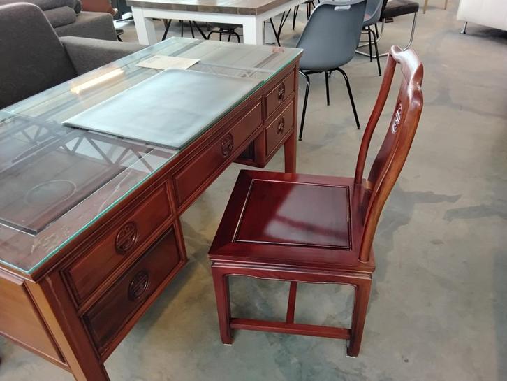 bureau, buffetkast, sidetable en stoel van mahoniehout, Huis en Inrichting, Bureaus, Gebruikt, Ophalen