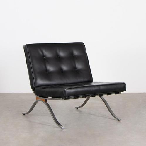 Retro lounge fauteuil skai leer met mooi frame jaren 60, Huis en Inrichting, Fauteuils, Gebruikt, Leer, 75 tot 100 cm, 75 tot 100 cm