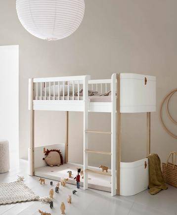 Oliver Furniture Mini+ Low Loft Bed White/Oak incl matras beschikbaar voor biedingen