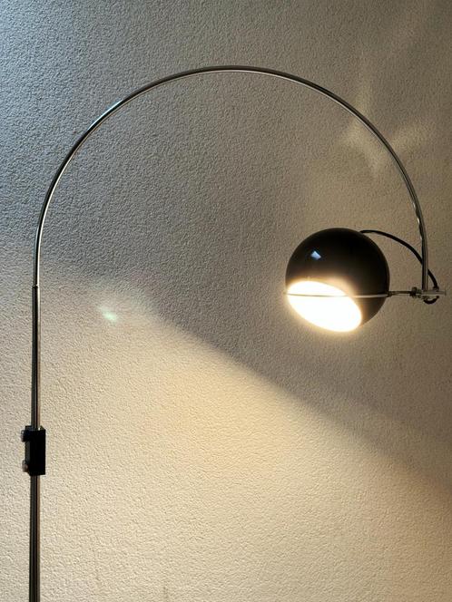 Vintage Gepo Arc Zwarte Vloerlamp Booglamp, Eyeball Bollamp, Huis en Inrichting, Lampen | Vloerlampen, Gebruikt, 150 tot 200 cm