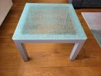 Bijzettafel met craquelé glas, Huis en Inrichting, Ophalen, Minder dan 50 cm, Gebruikt, Vierkant