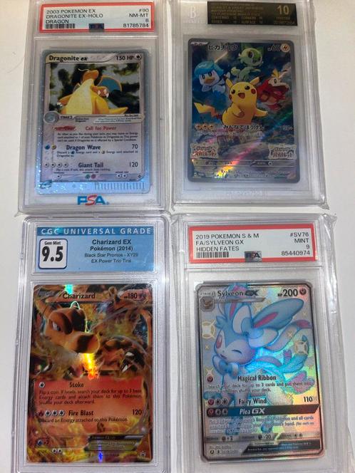 Pokémon Kaarten: Dragonite, Pikachu, Charizard, Sylveon, Hobby en Vrije tijd, Verzamelkaartspellen | Pokémon, Zo goed als nieuw