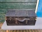 Brocante zwarte kleine lichte vintage kist, hutkoffer, Ophalen of Verzenden