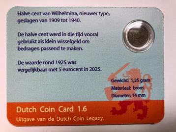 Dutch Coin Card 1.6. Halve cent Wilhelmina. beschikbaar voor biedingen