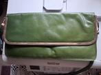 damestas vintage groen leren tas goudkleurige bies metaal, Ophalen of Verzenden, Zo goed als nieuw, Groen, Handtas