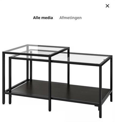 VITTSJÖ Ikea salontafel + bijzettafel, Huis en Inrichting, Tafels | Sidetables, Gebruikt, 25 tot 50 cm, 50 tot 100 cm, Rechthoekig