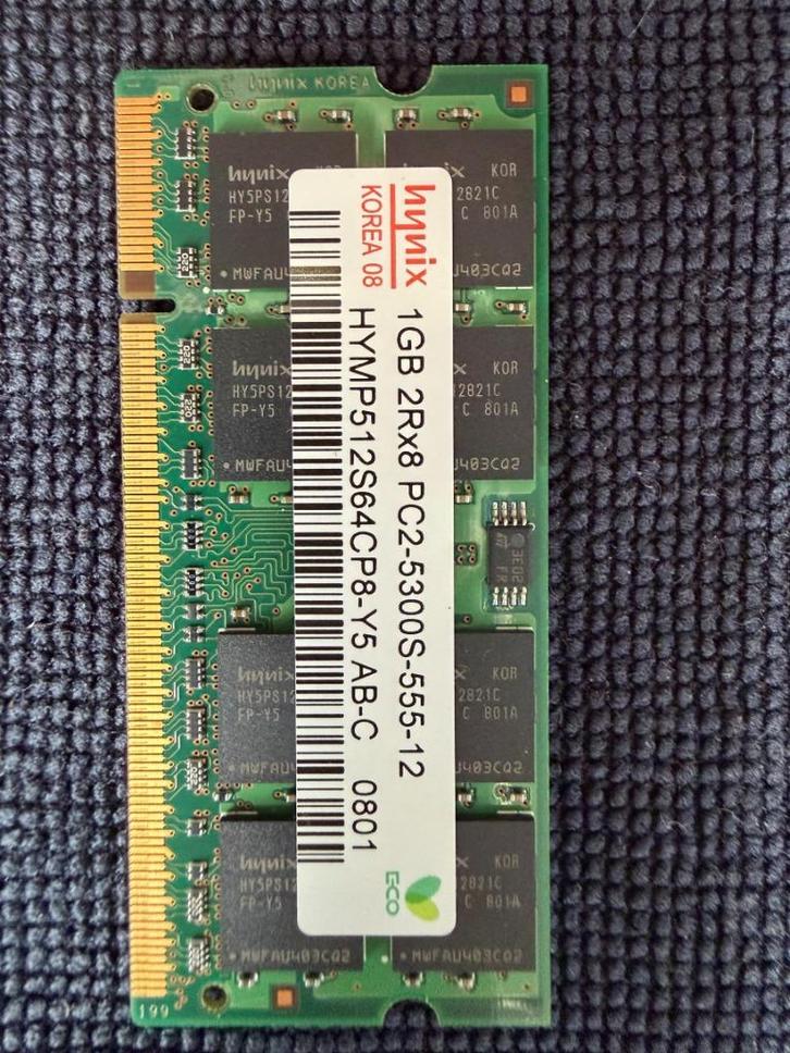 Hynix 1GB DDR2 SO-DIMM Laptop Geheugen – PC2-5300S (667 MHz), Computers en Software, RAM geheugen, Zo goed als nieuw, Laptop, 1 GB of minder