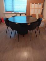Ronde eettafel met stoelen, Huis en Inrichting, Tafels | Eettafels, Ophalen, Gebruikt, Kunststof, Rond