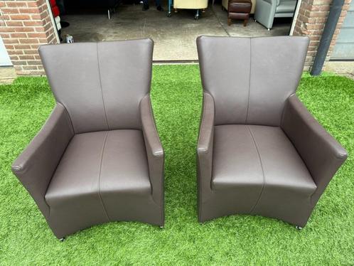 Bert Plantagie design zetel bruin leer fauteuils/stoelen, Huis en Inrichting, Stoelen, Zo goed als nieuw, Twee, Hout, Leer, Metaal
